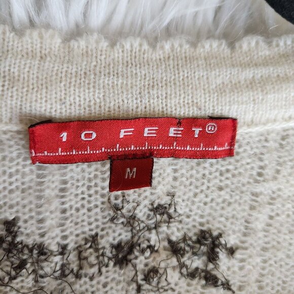 10 Feet Amsterdam Sweater Womens M Lace Knit Mohair Polymide Cream‎ Boho Sheer - Picture 6 of 16
